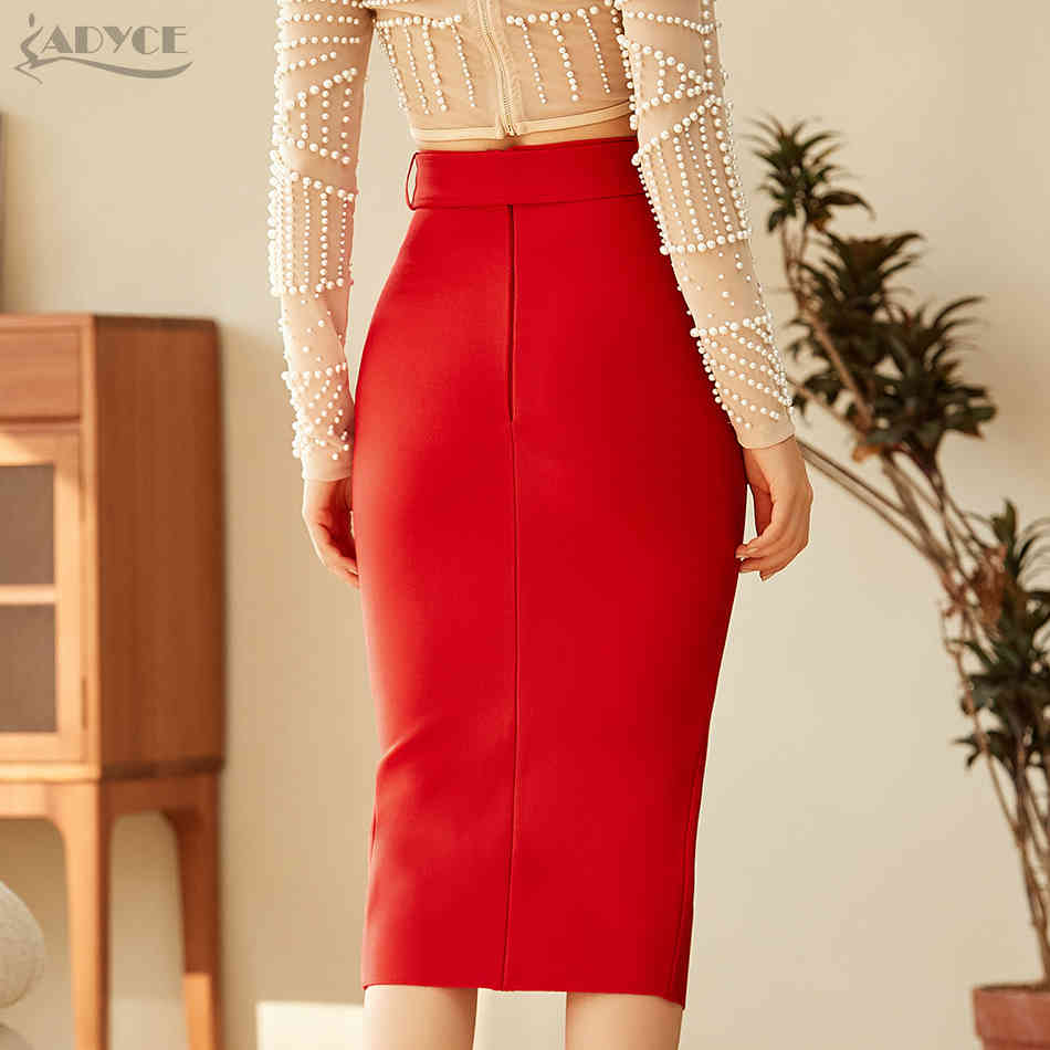 Summer Women White Knitted Pencil Belt Bandage Skirt Sexy Knee Length Buttons Celebrity Evening Party Club Skirts 210423