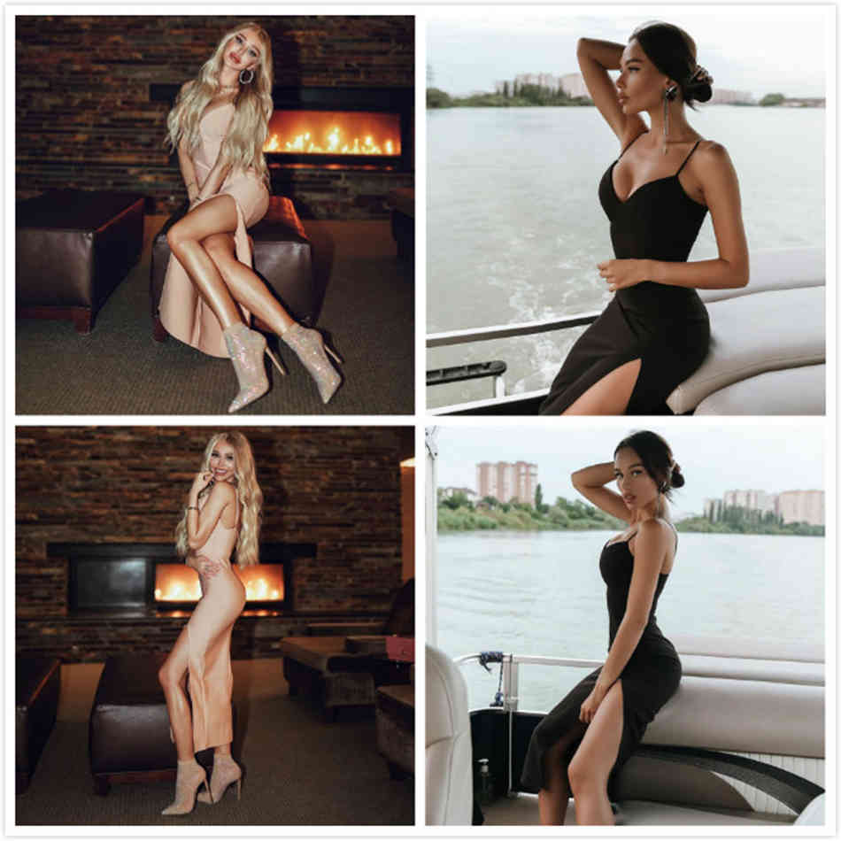 Free Women Bodycon Bandage Dress Sexy V Neck Spaghetti Strap Club Celebrity Evening Runway Party Maxi Dresses 210524