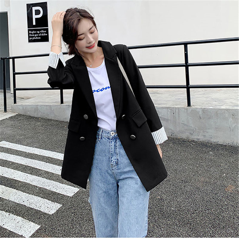 Ventilation Single Breasted Office Ladies Feminine All Match Slender Women Elegant High Street Loose Suit Plus Blazers 210421