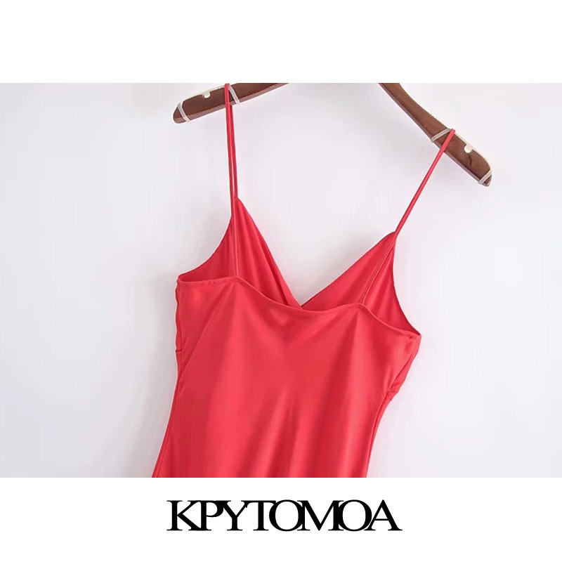 Women Chic Fashion With Buttons Front Slit Midi Camisole Dress Backless Thin Straps Female Dresses Mujer 210420