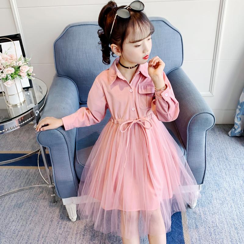 Girl's Dresses Children For Teenage Girl Long Sleeve Lapel Mesh Stitching Thin Waist Princess Dress Black Pink Color Girls Casual
Girl's Dresses Children For Teenage Girl Long Sleeve Lapel Mesh Stitching Thin Waist Princess Dress Black Pink Color Girls Casual