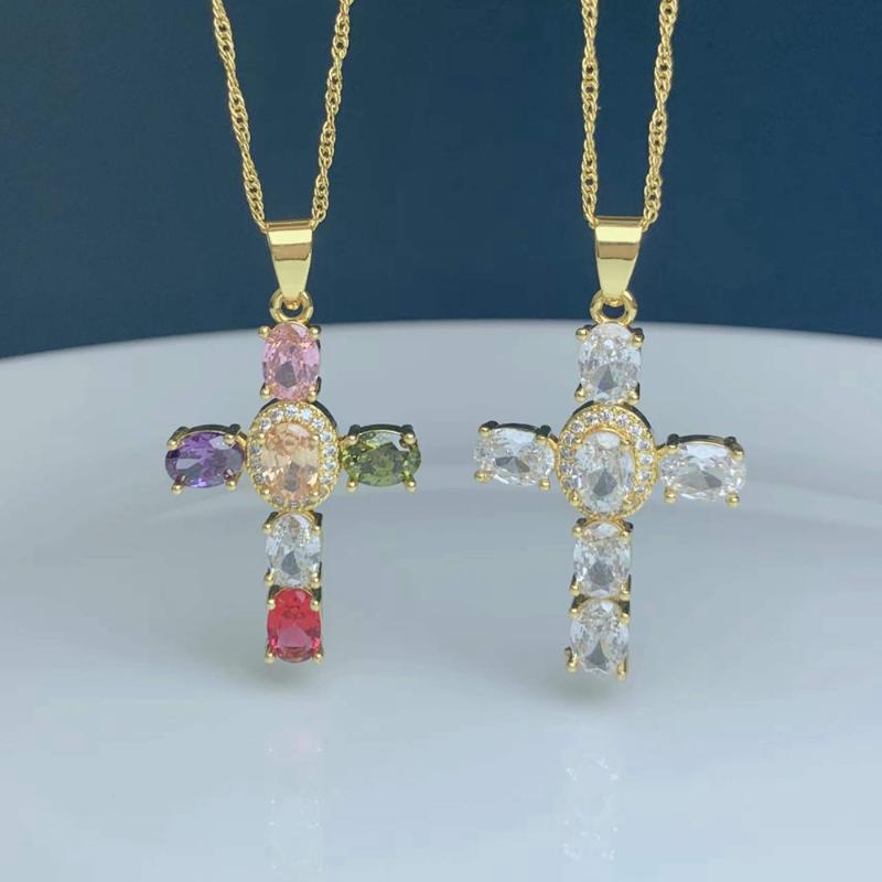 Pendant Necklaces Shiny CZ Crystal Zircon Cross Necklace For Women Metal Plated Gold Chain Charm Neck Classic Western Religion Jewelry
Pendant Necklaces Shiny CZ Crystal Zircon Cross Necklace For Women Metal Plated Gold Chain Charm Neck Classic Western Religion Jewelry