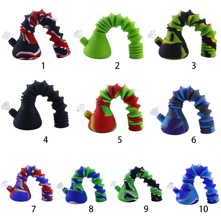 Folded Silicone Bong Hookah Longer Portable Smoking Water Pipe colorful with bowl Glass bongs Dab Rig
Folded Silicone Bong Hookah Longer Portable Smoking Water Pipe colorful with bowl Glass bongs Dab Rig