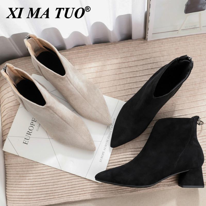 Boots Woman Cowboy Winter 2021 Sexy Solid Flock Black Beige Rubber Zipper Point Toe Square High Heels Ankle For Women
Boots Woman Cowboy Winter 2021 Sexy Solid Flock Black Beige Rubber Zipper Point Toe Square High Heels Ankle For Women