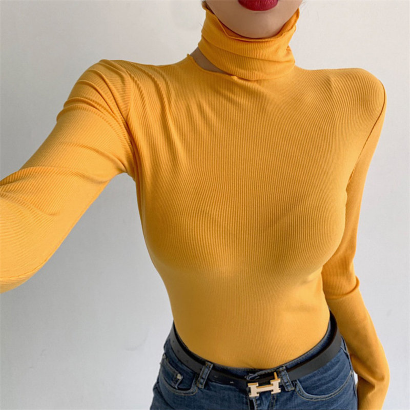 Large Size Women Hollow Out Arrival Sexy Solid Warm Thicken Casual Basic Brief Minimalist Tops T-shirt 210421