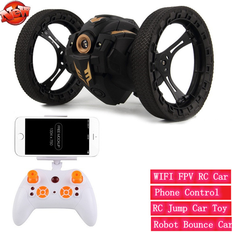 WIFI FPV Real Time Bounce RC Stunt Car With HD Camera WIFI FPV RC Jump Car Toy Phone Control Robot Bounce Car with led light to
WIFI FPV Real Time Bounce RC Stunt Car With HD Camera WIFI FPV RC Jump Car Toy Phone Control Robot Bounce Car with led light to