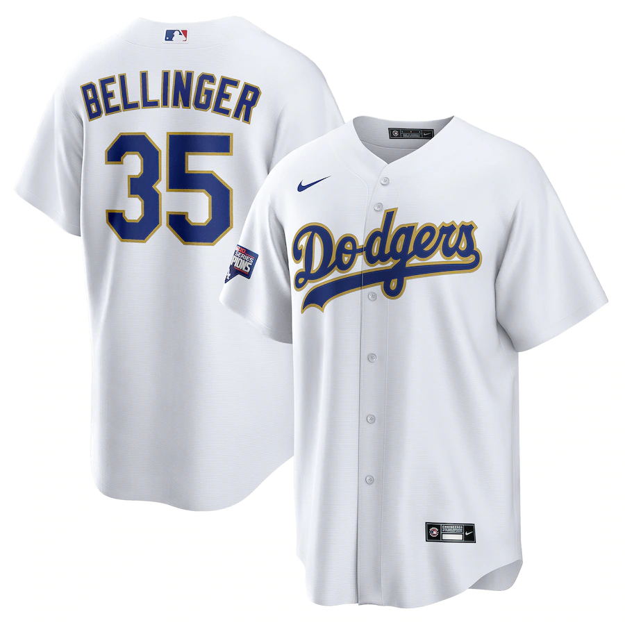 Men's Los Angeles Dodgers Cody Bellinger Mookie Betts White/Gold 2021 Gold Program Replica Player Jersey, Blue;black
Men's Los Angeles Dodgers Cody Bellinger Mookie Betts White/Gold 2021 Gold Program Replica Player Jersey, Blue;black