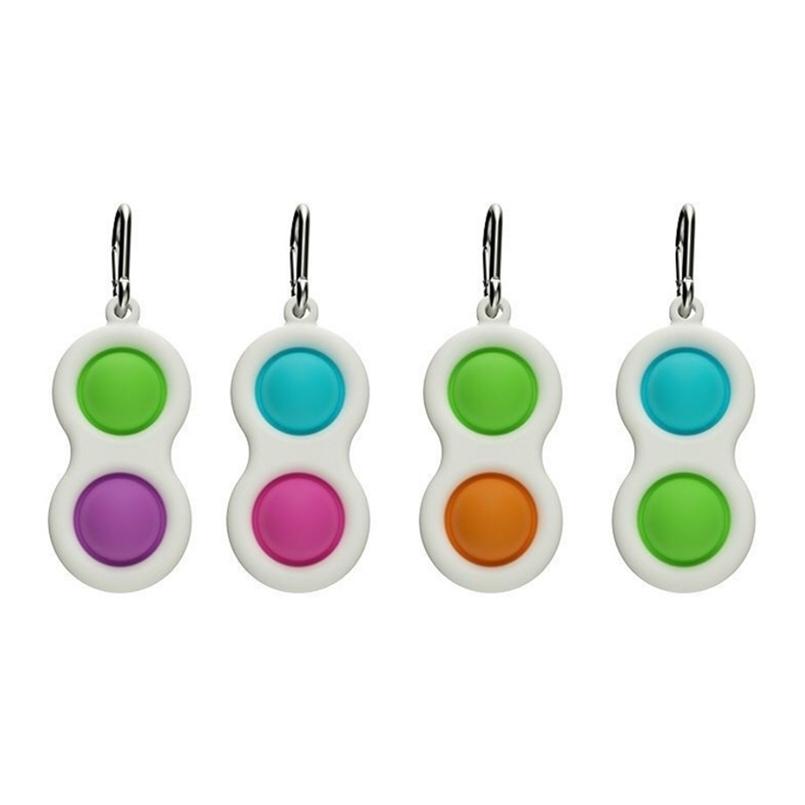 26 Styles Finger Fun Fidget Bubble Toys Push Simple Dimple Key Ring Sensory Squeeze Balls Keychain Unicorn Flower Butterfly