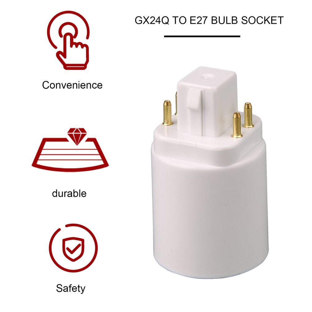 LED Light Lamp Adapter GX24Q About E27 Lamp Holder Socket Converter 4 Pin Screen-based Lamp Extender Base Socket