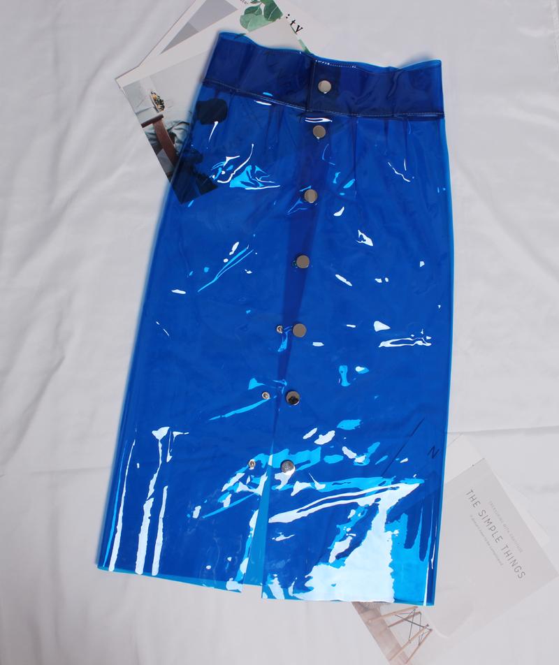 Saia Viscose Skirts Selling Tutu 2021 Catwalk Skirt Transparent Crystal Plastic Pvc Wind High Waist Single Breasted Women