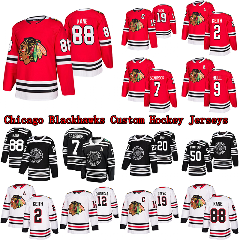 88 PATRICK KANE Chicago Blackhawks Custom Hockey Jerseys 19 JONATHAN TOEWS 12 ALEX DEBRINCAT 2 DUNCAN KEITH 50 COREY CRAWFORD, Black 2 a pacth
88 PATRICK KANE Chicago Blackhawks Custom Hockey Jerseys 19 JONATHAN TOEWS 12 ALEX DEBRINCAT 2 DUNCAN KEITH 50 COREY CRAWFORD, Black 2 a pacth