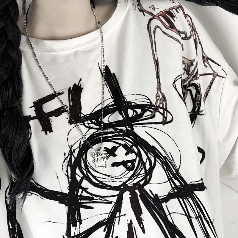 Gothic Vintage Preppy T Shirt Women Clothing T-shirt Clothes Streetwear Harajuku High Street Tops Summer Tshirt 220315