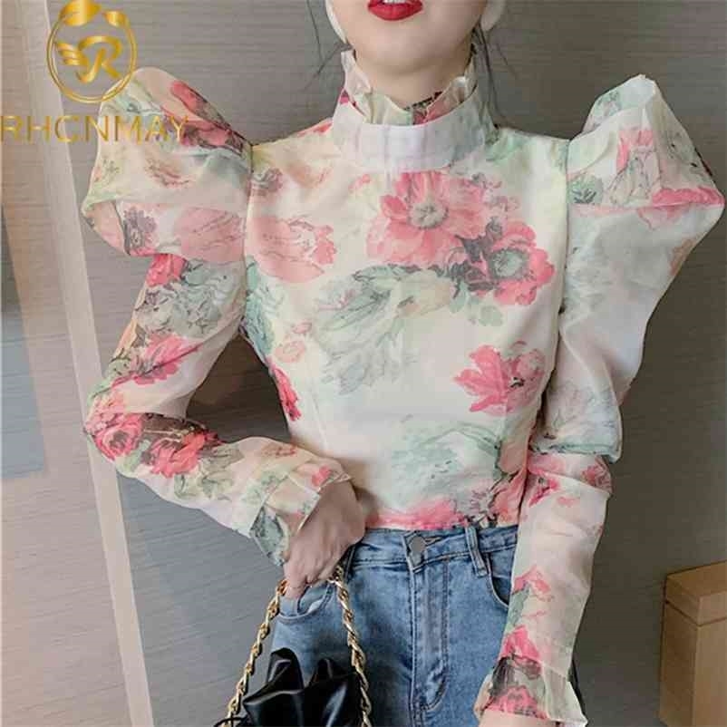 Floral Long Sleeve Slim Blouses Tops Lace Ruffle Stand Neck Pullover Shirt Bottom Puff Blusas 210520, Picture color
Floral Long Sleeve Slim Blouses Tops Lace Ruffle Stand Neck Pullover Shirt Bottom Puff Blusas 210520, Picture color