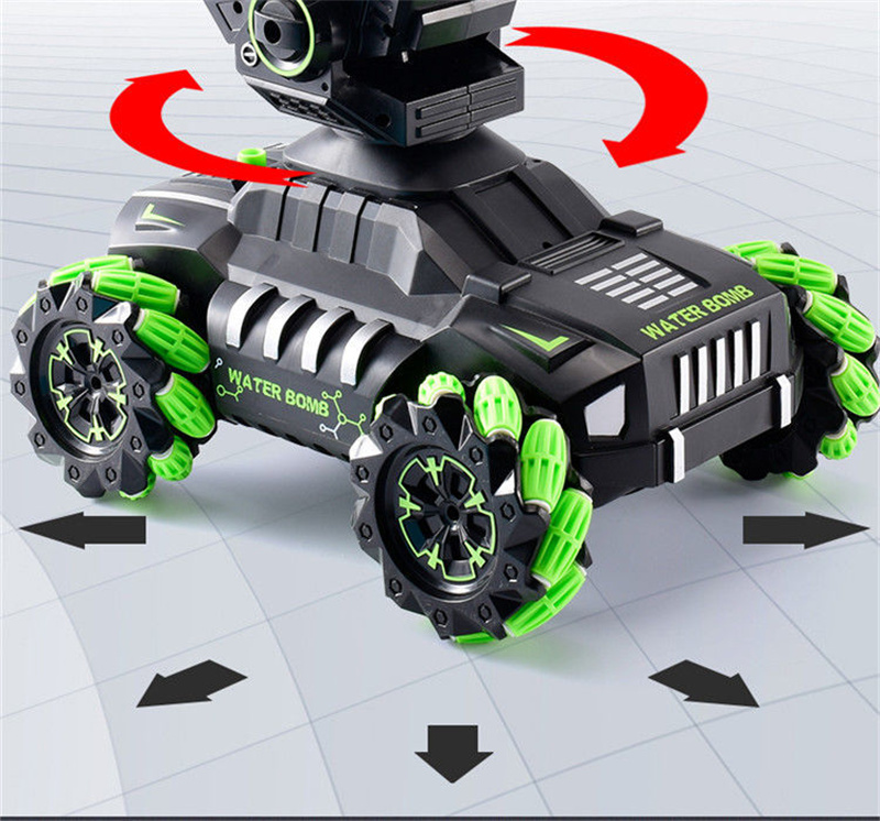 Remote Control Tank Can Launch Water Bomb Combat Vehicle Gesture Sensing Control Rechargeable Battery Boy Toy (Equipped With 2 Batteries + 30000 Water