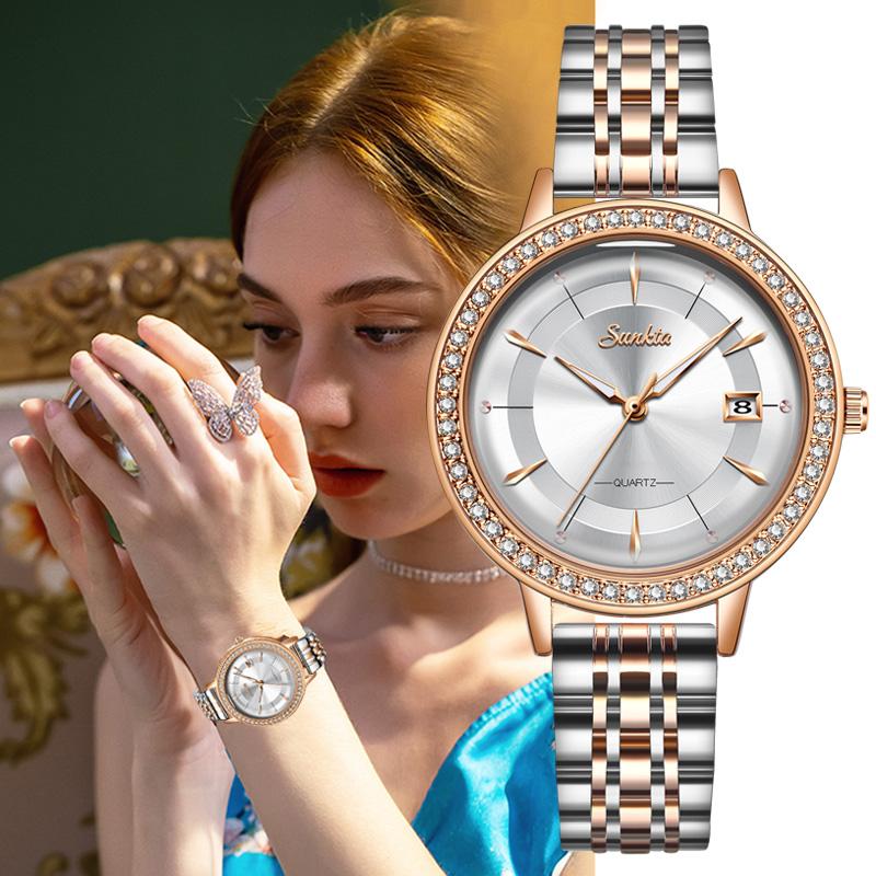 Wristwatches SUNKTA Diamond Women Watches Bracelet Waterproof Quartz Ladies Watch Fashion Casual Wrist For Clocks, White
Wristwatches SUNKTA Diamond Women Watches Bracelet Waterproof Quartz Ladies Watch Fashion Casual Wrist For Clocks, White
