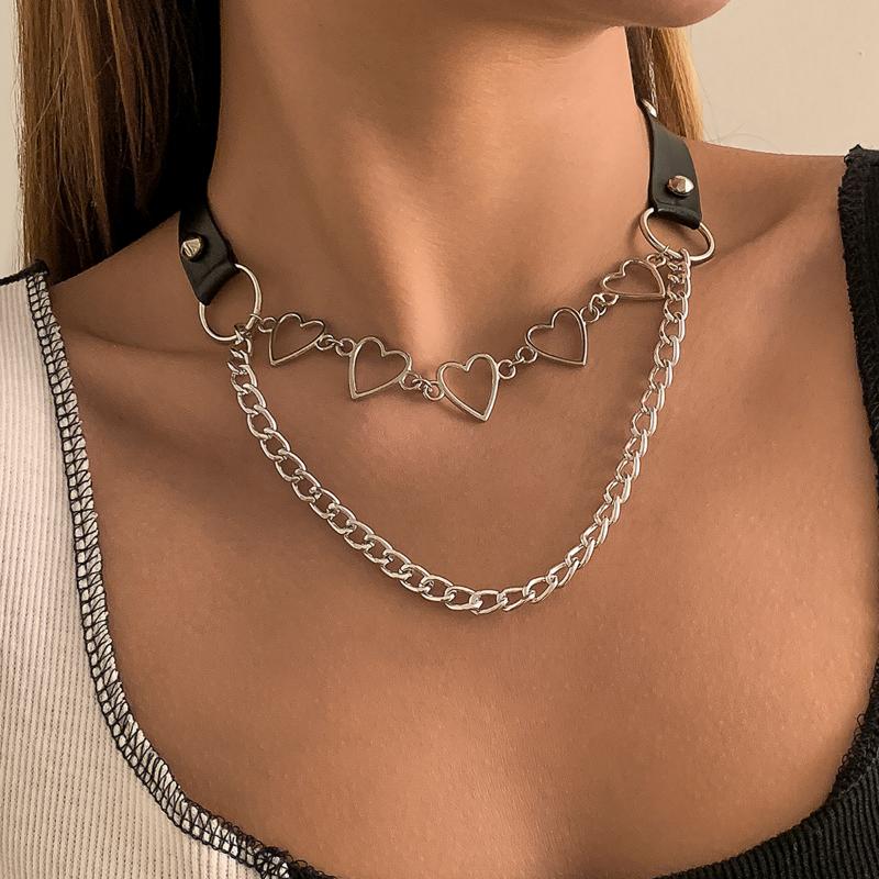 Chains IngeSight.Z Goth Gothic PU Leather Choker Necklaces Multi Layered Silver Color Love Heart Female Neck Collar Jewelry
Chains IngeSight.Z Goth Gothic PU Leather Choker Necklaces Multi Layered Silver Color Love Heart Female Neck Collar Jewelry