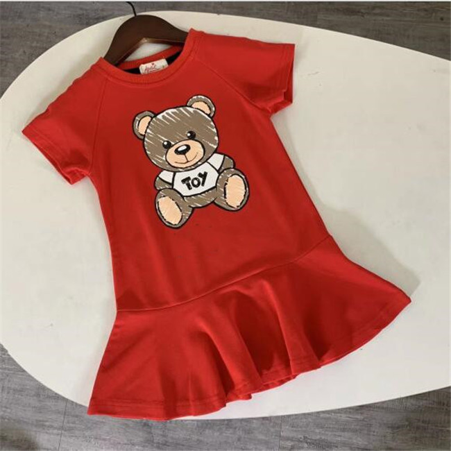 New fashion summer kids dresses for girls cotton cartoon bear short sleeve comfortable children princess dress, Red
New fashion summer kids dresses for girls cotton cartoon bear short sleeve comfortable children princess dress, Red