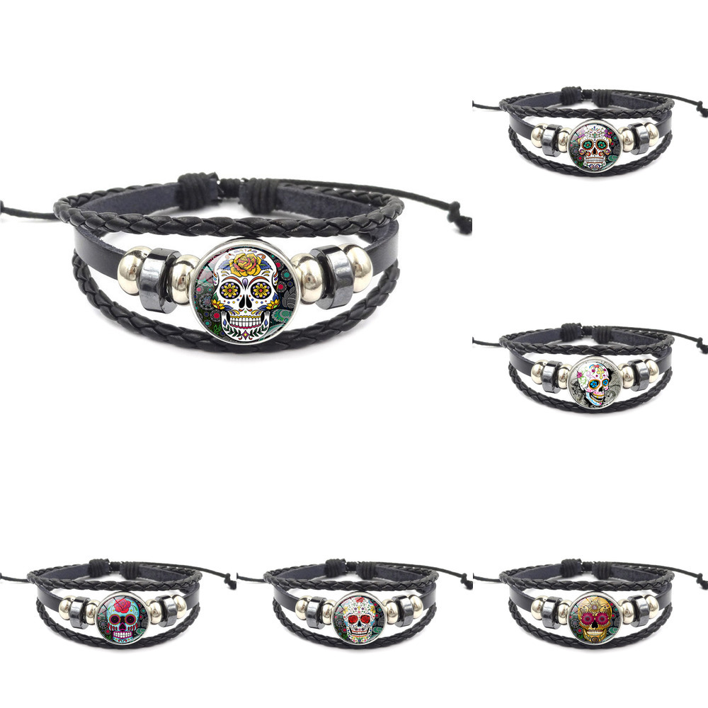 Sugar Skull Snap Button Charm Bracelet for Women Men 18mm Ginger Snap Multilayer Rope Bangle Fashion Diy Jewelry
Sugar Skull Snap Button Charm Bracelet for Women Men 18mm Ginger Snap Multilayer Rope Bangle Fashion Diy Jewelry