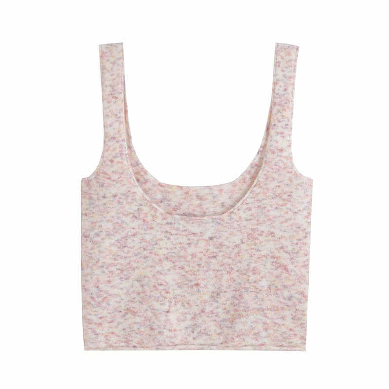 Elegant Women Pink Sweaters Tank Fashion Ladies O-Neck Knitted tops Streetwear Female Chic Vest Sweet Girl Tanks 210527