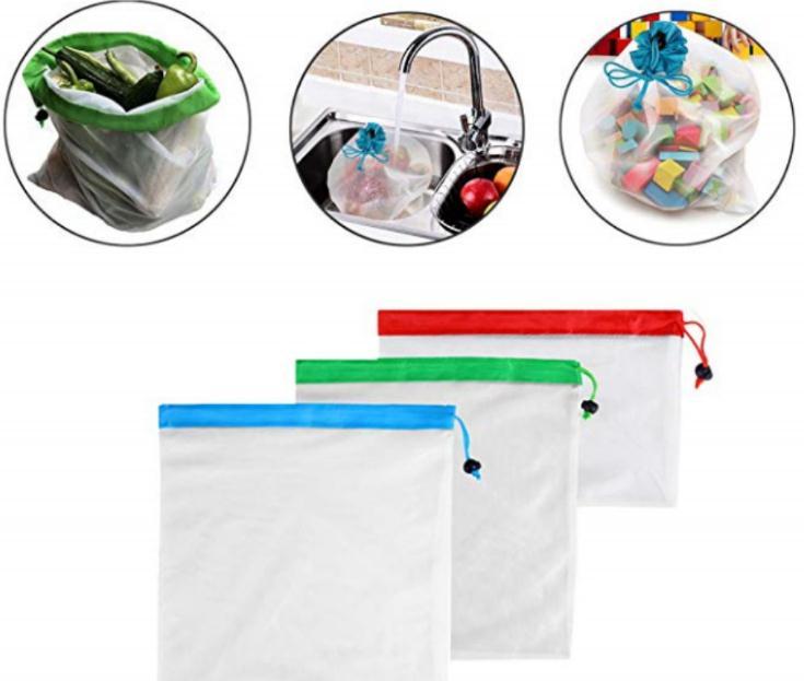 50sets Reusable Mesh Produce Bags Washable Eco Friendly Bag For Grocery Shopping Storage Fruit Vegetable Toys Sundries Wholesale