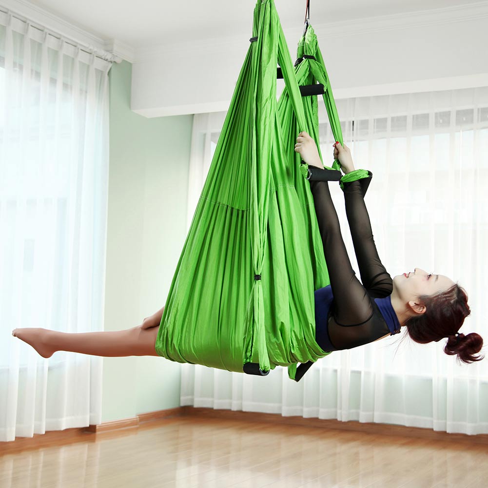 6 Handles Aerial Yoga Hammock Flying Swing Anti-gravity Yoga Pilates Inversion Exercises Device Home GYM Hanging Belt 20 Colors