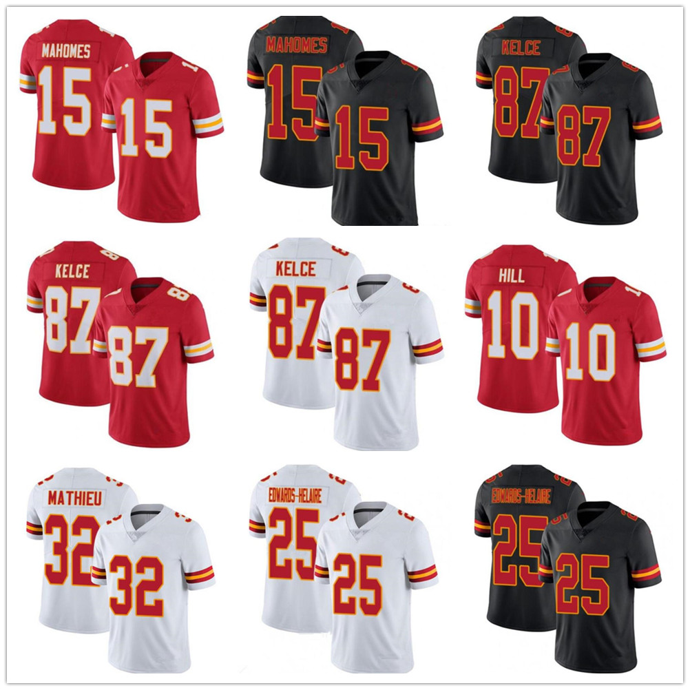15 Patrick Mahomes Jersey Men women youth 87 Travis Kelce 10 Tyreek Hill 25 Clyde Edwards-Helaire 32 Tyrann Mathieu 17 Mecole Hardman Jerseys, As shown in illustration