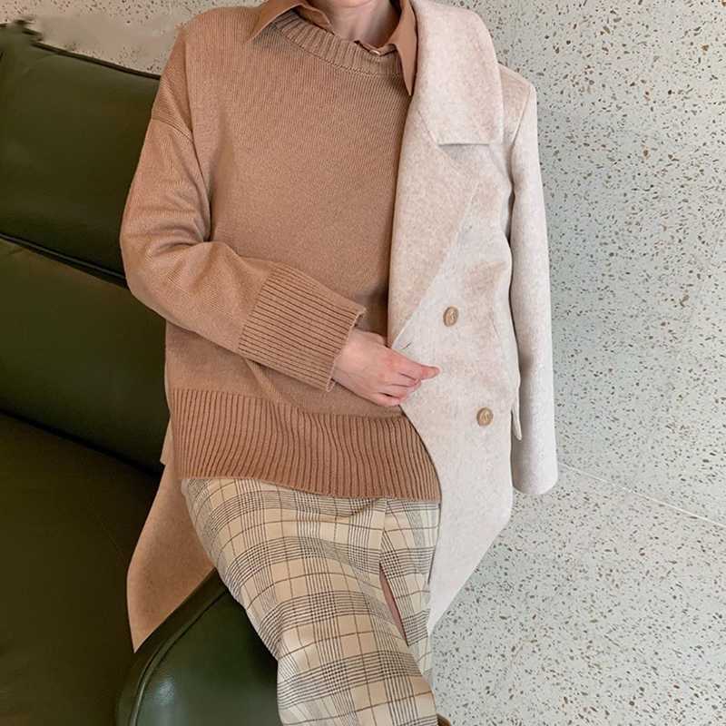 Hirsionsan Winter Oversized Sweater Women Elegant Knitted Basic Pullovers O Neck Loose Soft Female Cashmere Jumper 210918