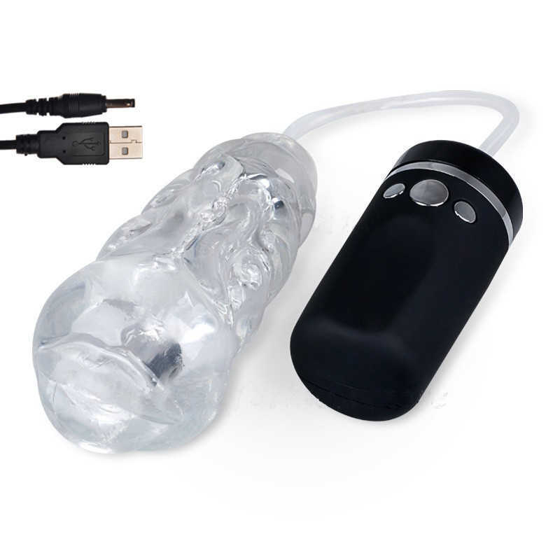 USB Rechargeable Strong Suck Machine Sexe Oral Masculin Masturbator Coupe, Fellation électrique Pochette Vibrante Patch Sex Toy pour Hommes P0825