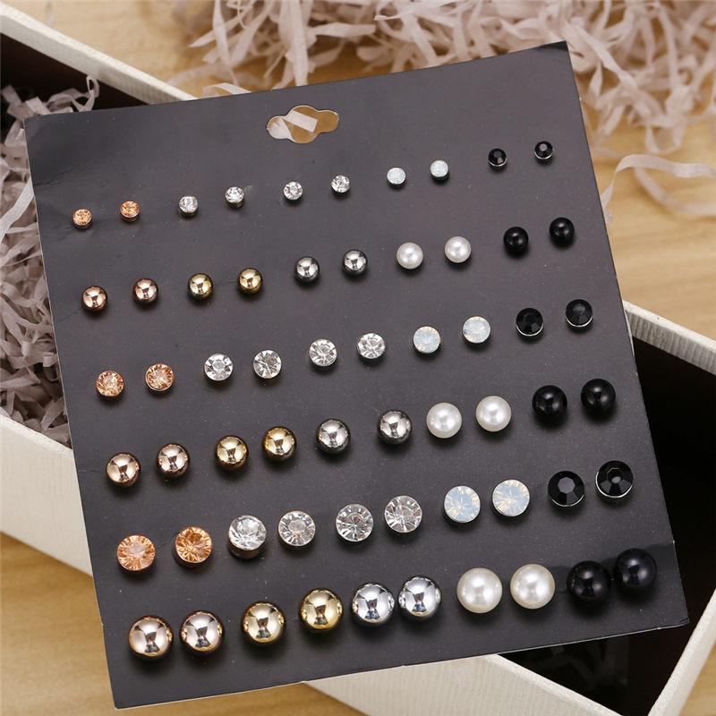 stud bohemian 30 pairs/set women's round ball geometric pearl earrings for women girl gifts crystal set mix jewelry, Golden;silver
stud bohemian 30 pairs/set women's round ball geometric pearl earrings for women girl gifts crystal set mix jewelry, Golden;silver