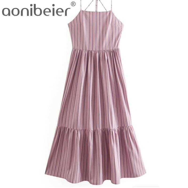 Summer Za Pink Striped Midi Slip Dres Ruffle Backless Sexy Beach Woman Thin Straps Long es 210604
Summer Za Pink Striped Midi Slip Dres Ruffle Backless Sexy Beach Woman Thin Straps Long es 210604