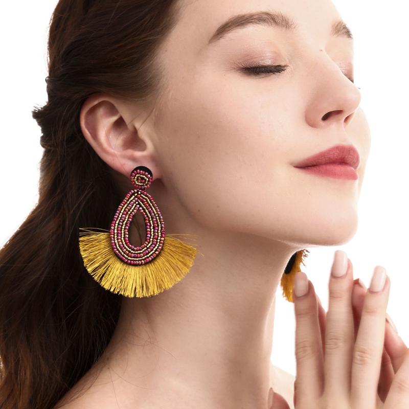 Dangle & Chandelier Royalbeier Bohemian Handmade Rice Bead Tassel Earrings Woman Large Square Crystal Hand Woven Dangel Earring, Silver
Dangle & Chandelier Royalbeier Bohemian Handmade Rice Bead Tassel Earrings Woman Large Square Crystal Hand Woven Dangel Earring, Silver