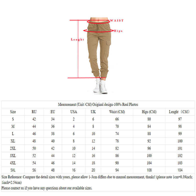 Women's Trousers Workwear Cargo Pants Casual Elastic Waist Side Pocket 211115