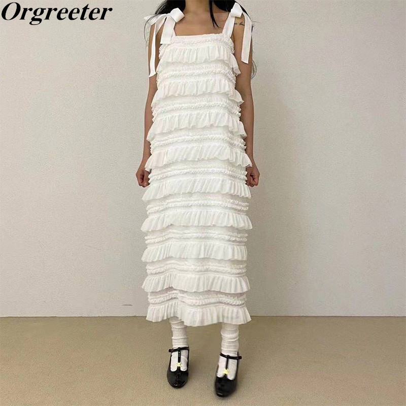 Sweet Cascading ruffles Sleeveless Long Chiffon Cake Dress Korean Summer Fashion Bow Lacing Spaghetti Strap Female 210525, Black
Sweet Cascading ruffles Sleeveless Long Chiffon Cake Dress Korean Summer Fashion Bow Lacing Spaghetti Strap Female 210525, Black