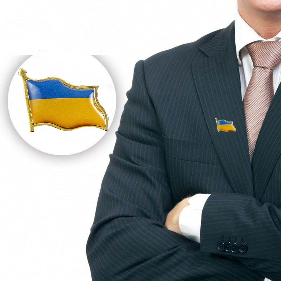30pcs Ukraine Country Flag Craft Waving 3D Lapel Hat Cap Tie Pin Badge Republic Brooch ism Pride9297347