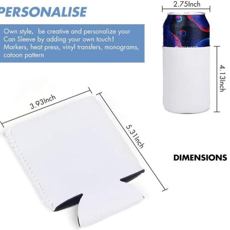 

8*16.5cm ,10*13cm white sublimation darinkware handle waterproof blank DIY heat transfer neoprene can cooler custom