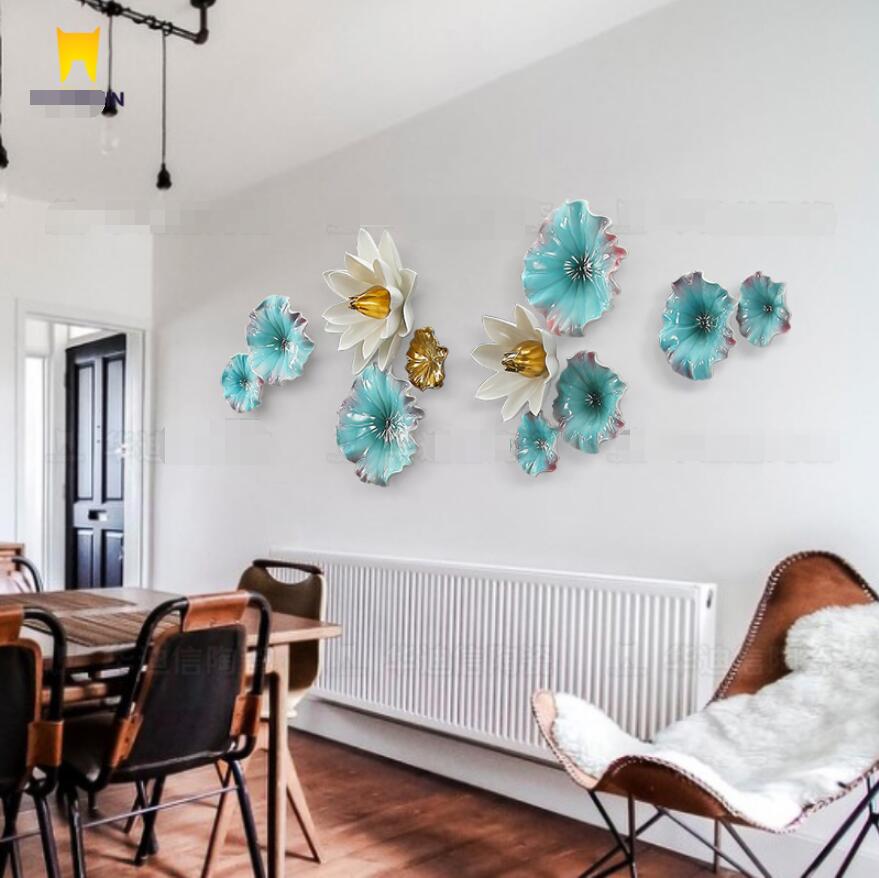 Background wall pendant living room Decorative Plates creative porch wall-ecoration hotel ceramic Lotus leaf fish wall decoration