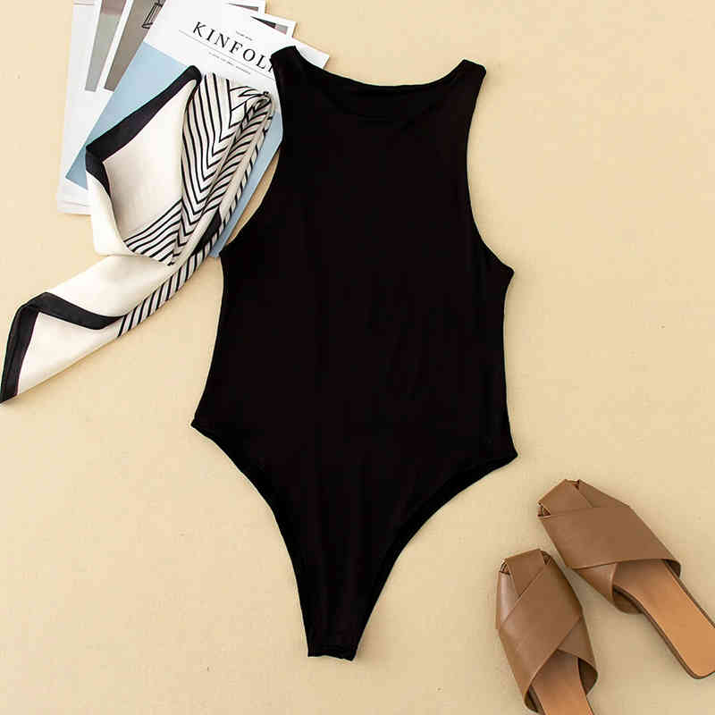 Sleeveless Summer Sexy Bodysuit Women Off Shoulder White Basic Body Top Casual Streetwear Bodysuits Black Tops 210521