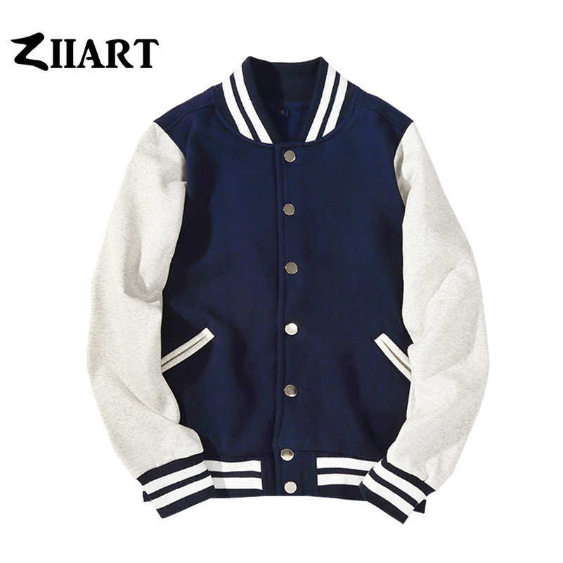 Man Boys Baseball jackets S 3XL Wine Red Black Royal Blue Red Navy Blue Couple Clothes Autumn Winter ZIIART 210818