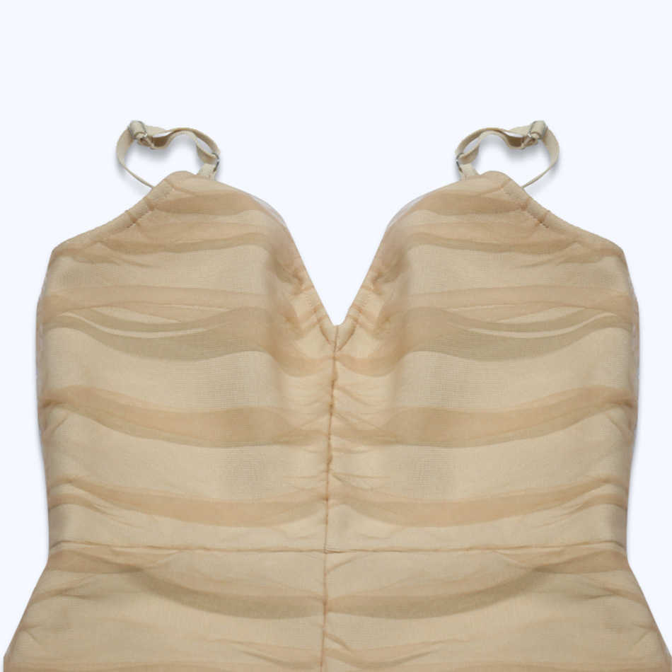 High Quality Nude Suspenders V-Neck Bandage Jumpsuit Rayon Elegant Celebrity Woman Sexy Halter Bodysuit 210527