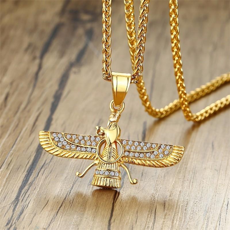 Pendant Necklaces Zoroastrian Fashion Wing Cubic Zirconia Necklace Gold Color Titanium Steel For Men Vintage Punk Hiphop Jewelry Gifts
Pendant Necklaces Zoroastrian Fashion Wing Cubic Zirconia Necklace Gold Color Titanium Steel For Men Vintage Punk Hiphop Jewelry Gifts
