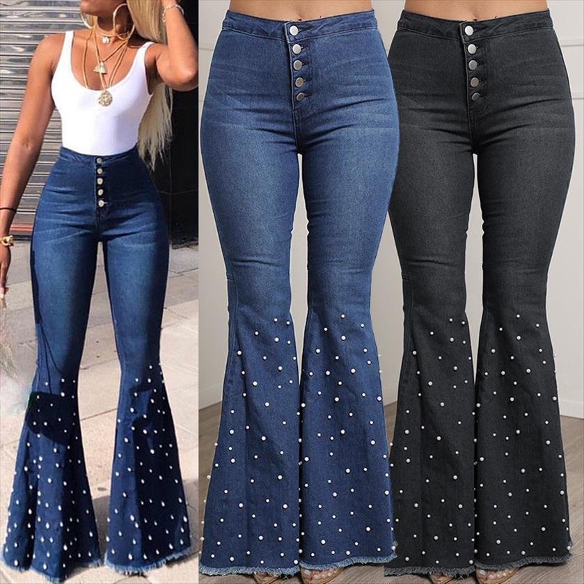 summer stretch with beaded women jeans flared pants fashion casual denim full streetwear, Blue
summer stretch with beaded women jeans flared pants fashion casual denim full streetwear, Blue
