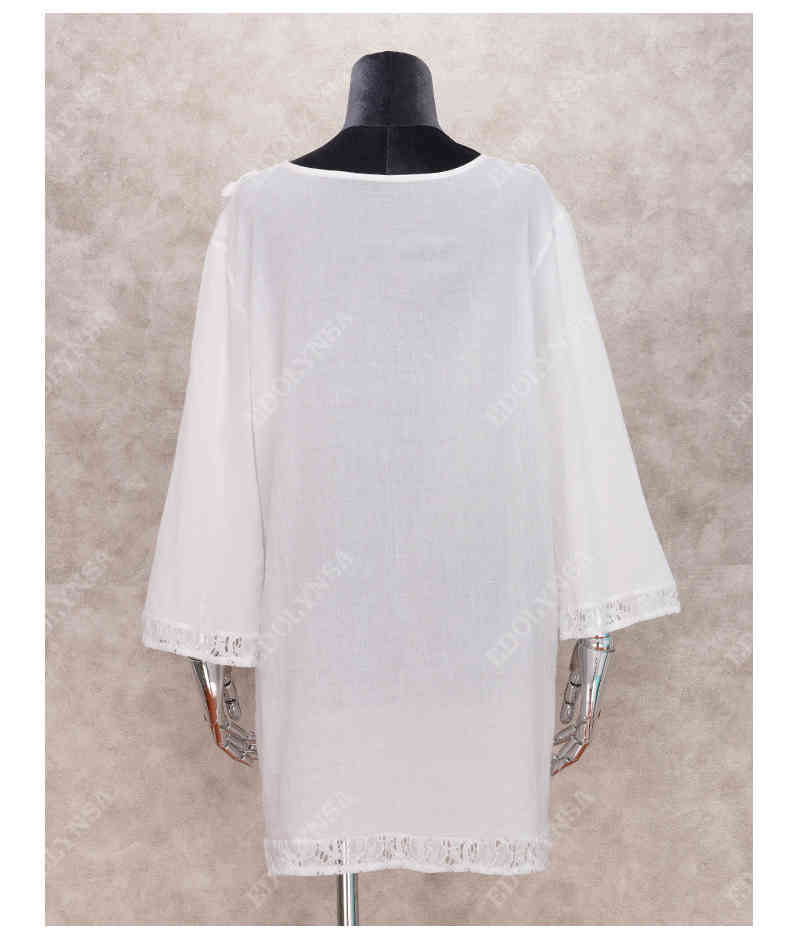 White Tunic Beach Cover up Summer Mini Dress Women Wear Swim Suit Up Sarong Q1147 210420