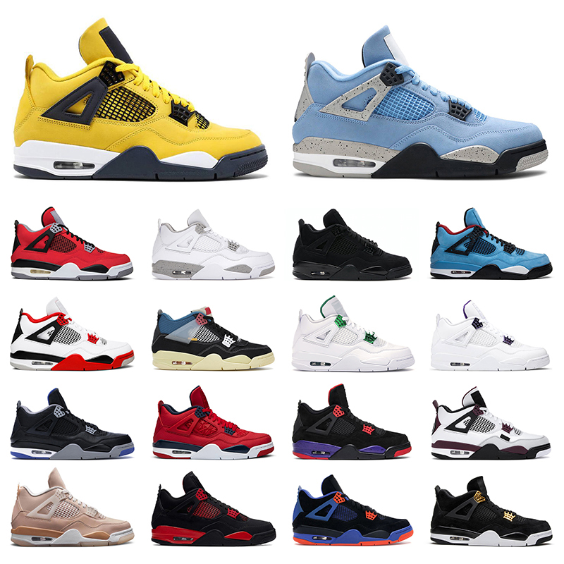 Basketball shoes For men women air Jordan 4 retro Lightning University Blue Fire Red Cactus Jack Jumpman 4s mens trainer sport sneaker
