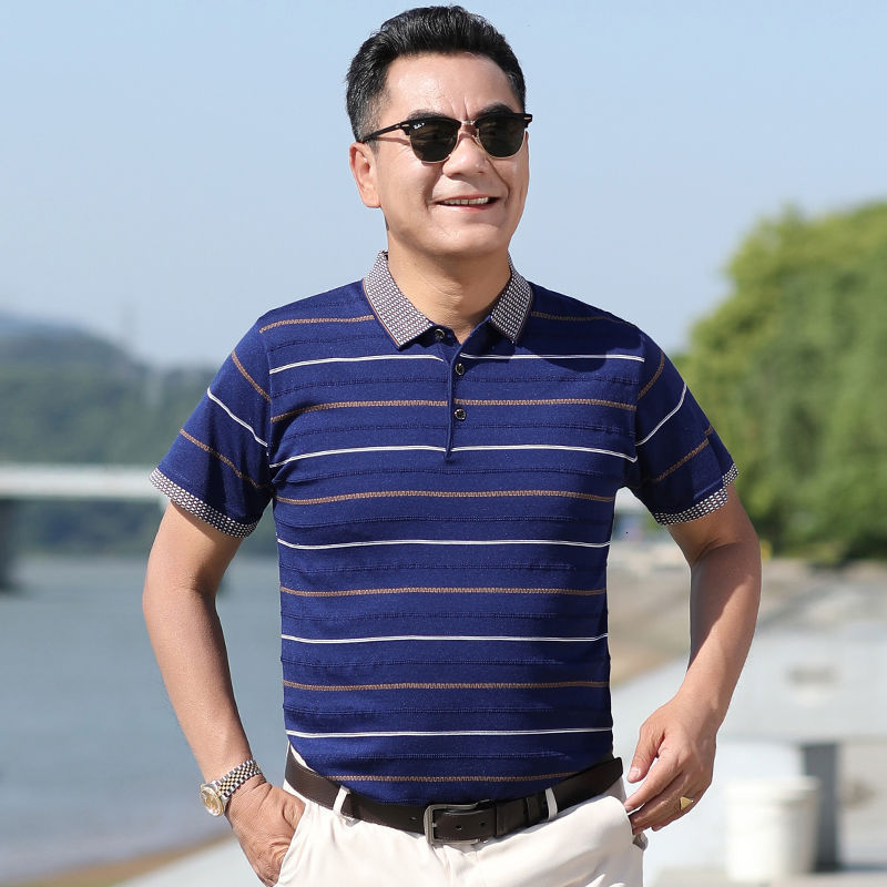 men's t shirts father's short sleeve t-shirt lapel ice silk loose summer middle-aged and old cloth, White;black
men's t shirts father's short sleeve t-shirt lapel ice silk loose summer middle-aged and old cloth, White;black