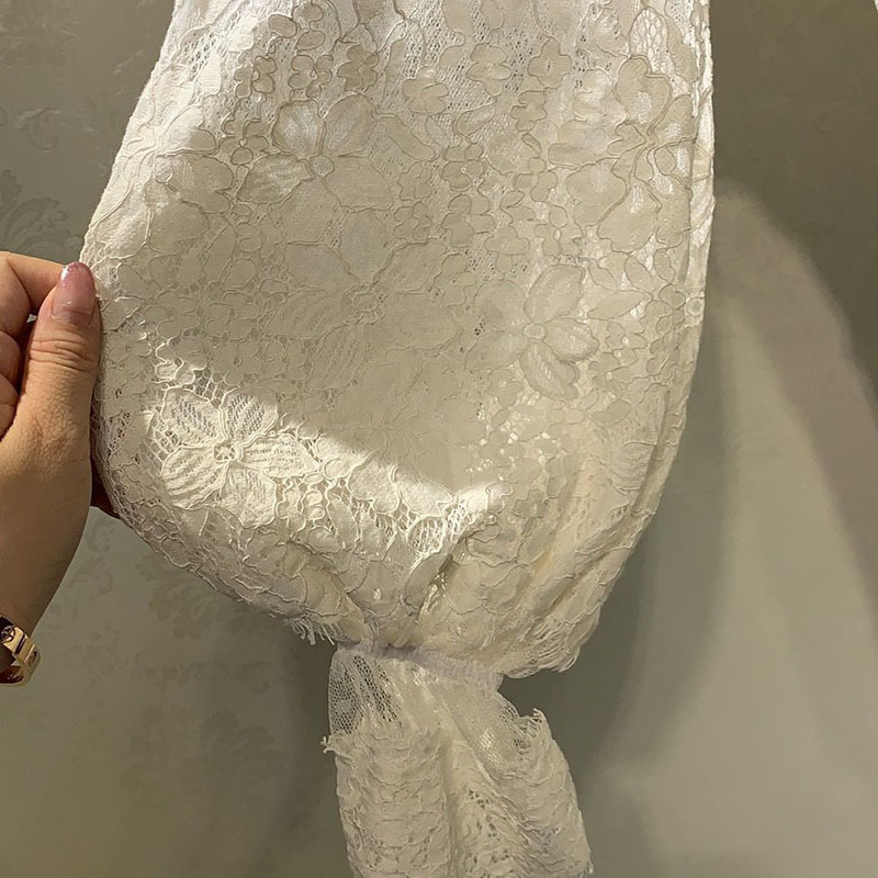 DEAT Women White Chiffon Lace Lantern Long Sleeve Loose Two-piece Suit With Shorts Loose Fit Fashion Tide Spring Autumn 210428