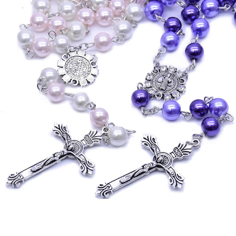 Pendant Necklaces Classic Trendy Glass Pearl Catholic Prayer Beads Cross Necklace Religious Christ Chains Strand Multicolor Jewelry Gift
Pendant Necklaces Classic Trendy Glass Pearl Catholic Prayer Beads Cross Necklace Religious Christ Chains Strand Multicolor Jewelry Gift