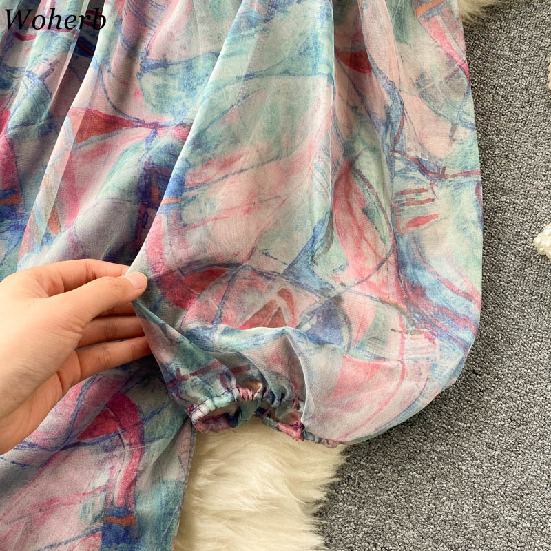 Tie Dye Dresses Women Korean Fashion Sweet Vestidos Feminino Off Shoulder Spaghetti High Waist Summer Mini Dress Robe 210519