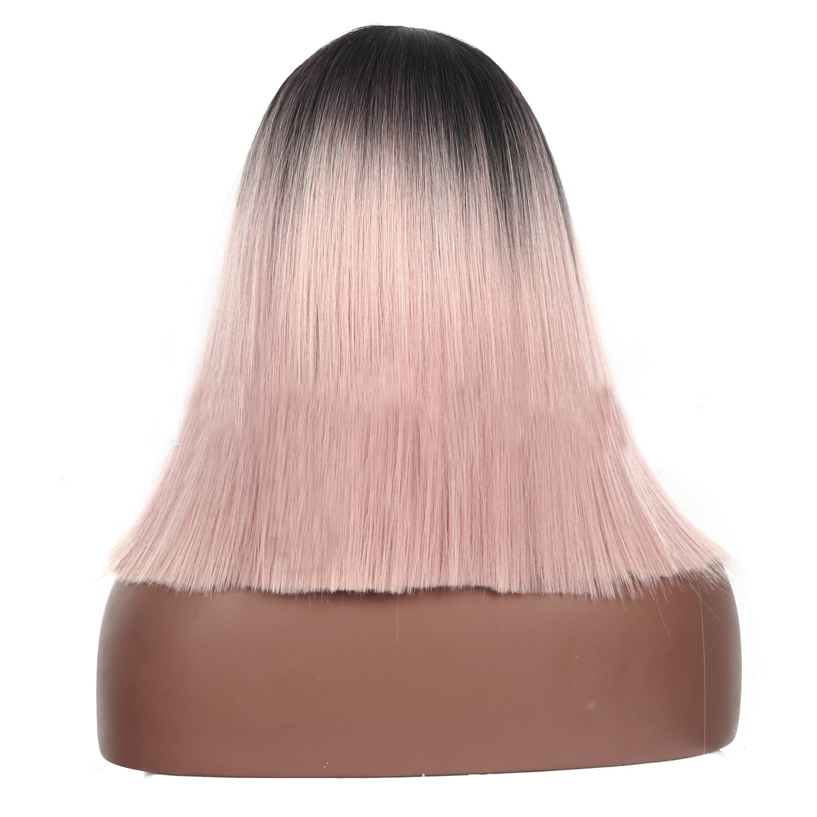 Beautiful Middle Long Straight Pink Ombre Synthetic Fiber BOB Wig for Women free shiping