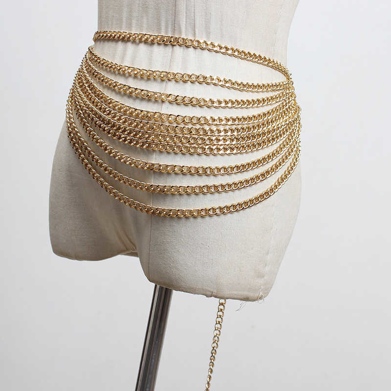Metal Chain Split Joint Irregular Long Belt Personality Women New Fashion Tide All-match Spring Autumn 2021
