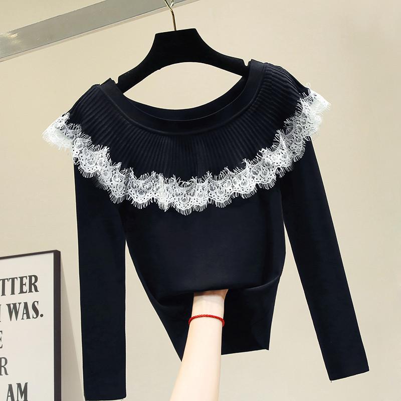 Women's Sweaters Fashion Slash Neck Knitted Pullovers Woman 2021 Long Sleeve Patchwork Lace Sweater Fall Elegant Slim Jumpers, White;black
Women's Sweaters Fashion Slash Neck Knitted Pullovers Woman 2021 Long Sleeve Patchwork Lace Sweater Fall Elegant Slim Jumpers, White;black